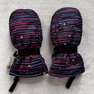 LL Bean Cold Buster Toddler Waterproof Mittens Blue/Pink Size 12-24M